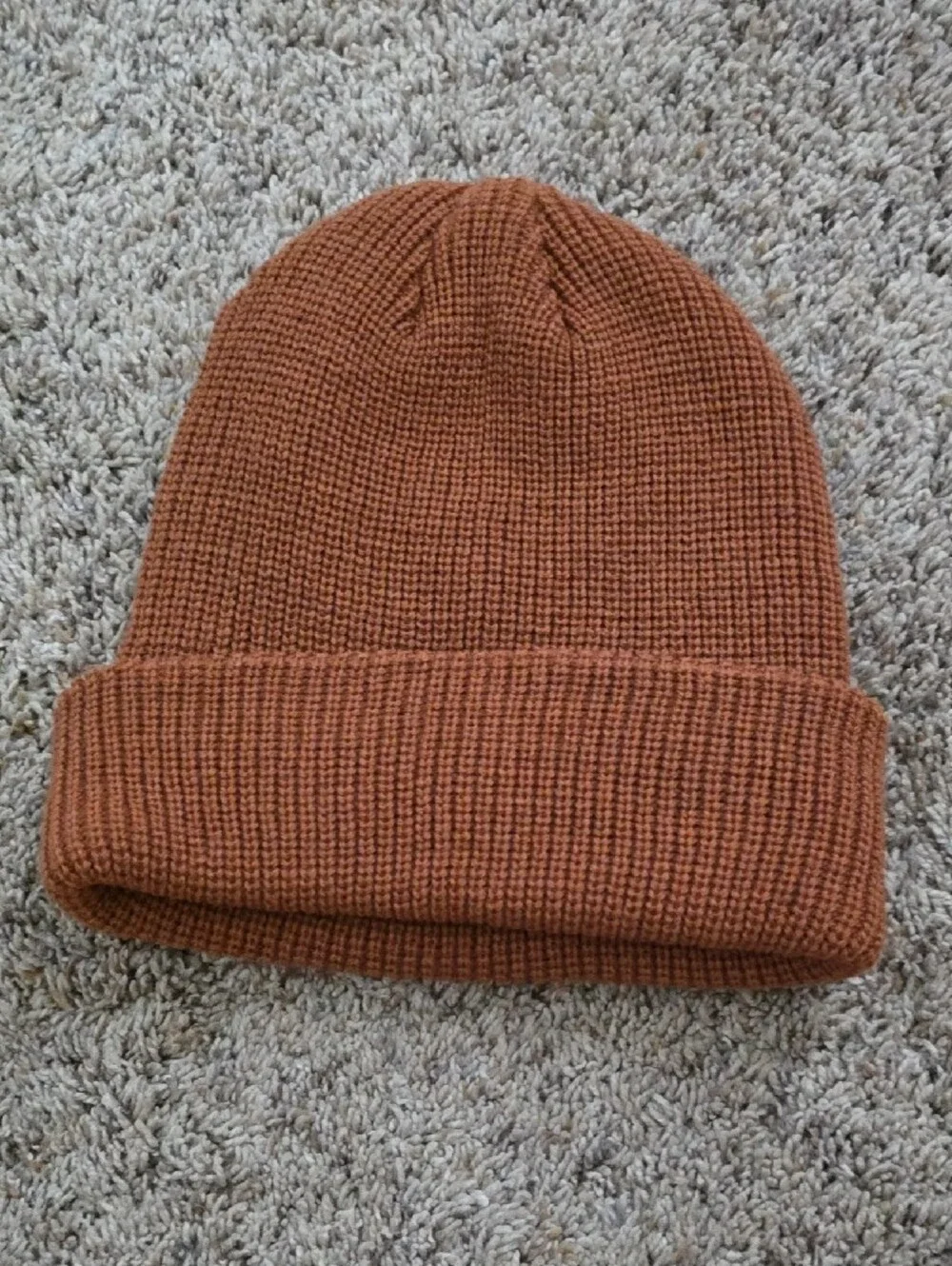Gerry Rust-Orange Ribbed Knit Cuff Beanie